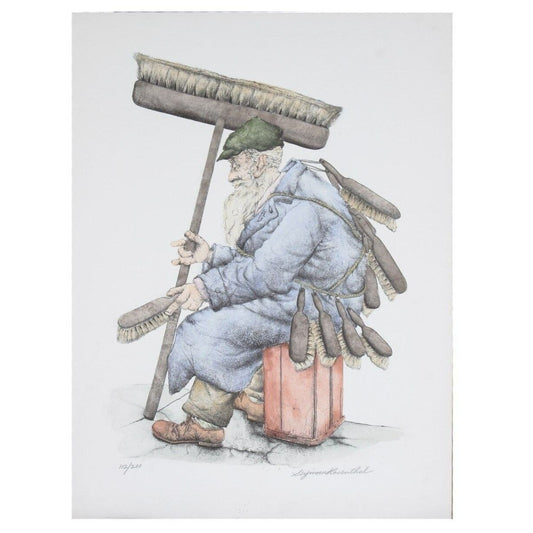 "THE BRUSH MAN" BY SEYMOUR ROSENTHAL SIGNED HAND COLORED LITHOGRAPH LE 200 CoA