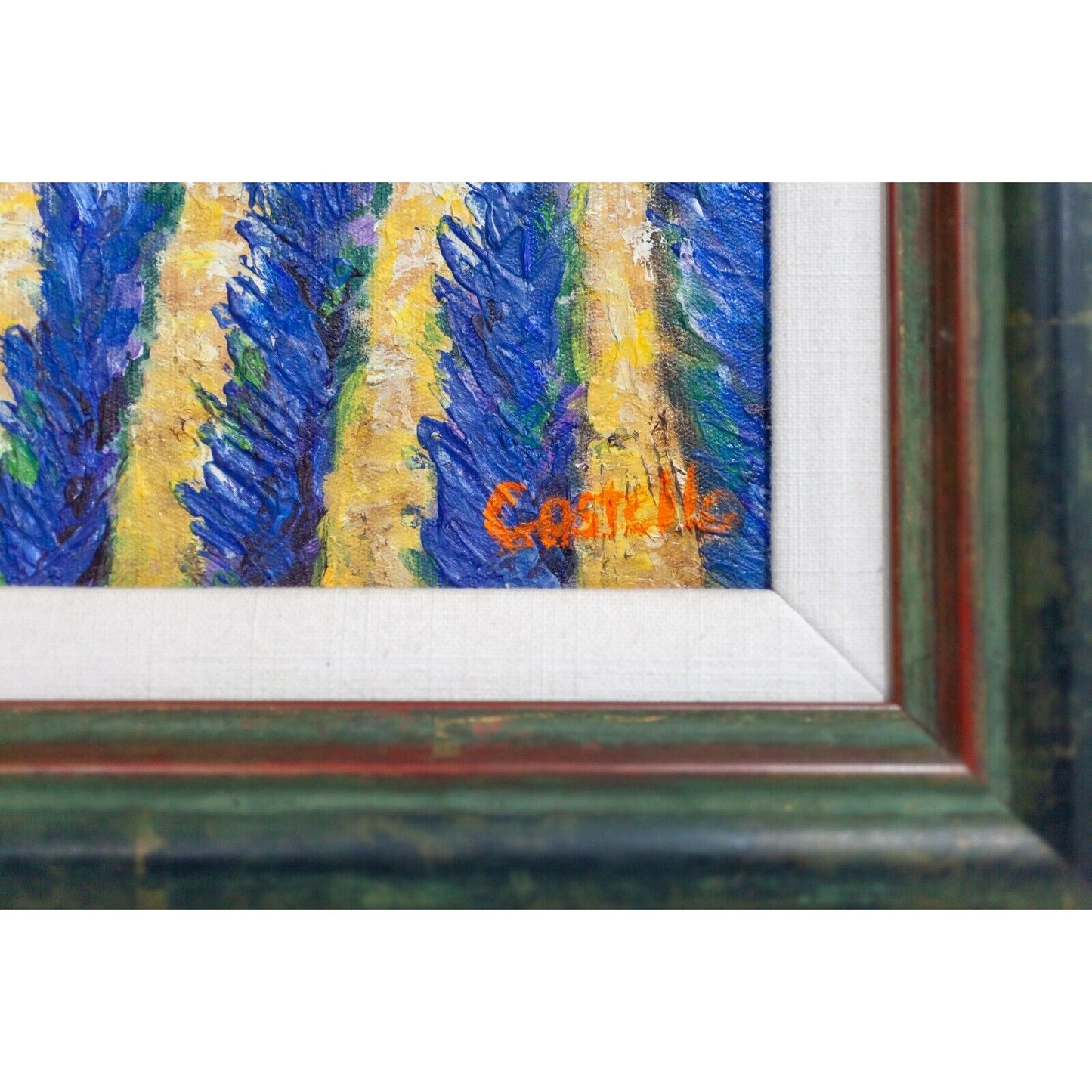 Lavender Fields Untitled Framed Acrylic Painting Signed Castello