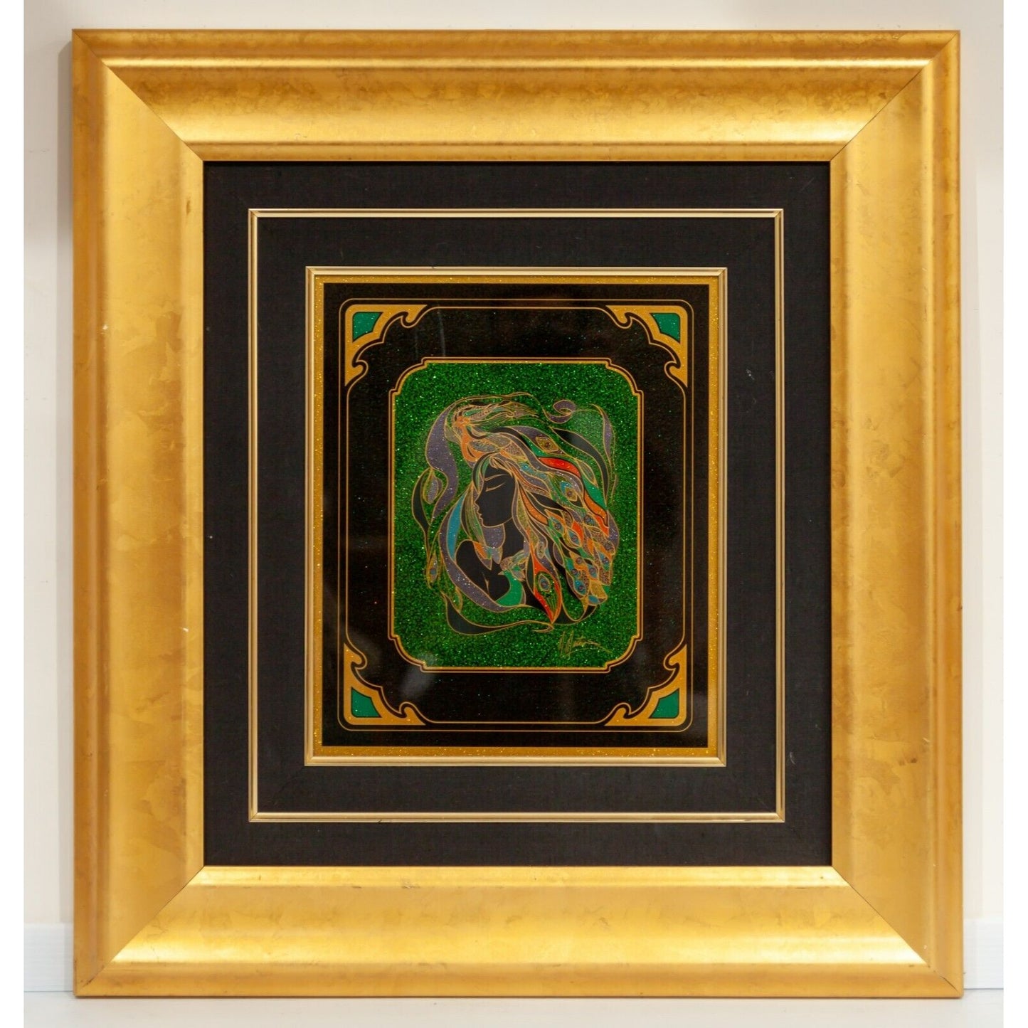 Original Mixed Media Portrait by Martrios Manoukian Gold Frame Gorgeous!