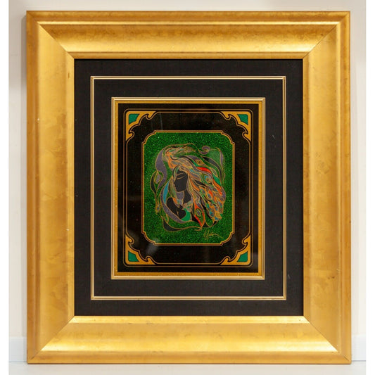 Original Mixed Media Portrait by Martrios Manoukian Gold Frame Gorgeous!