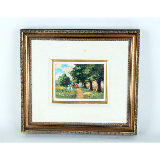 "Promenade" by Giralt Lerin, Oil on Board, 14x15 Framed