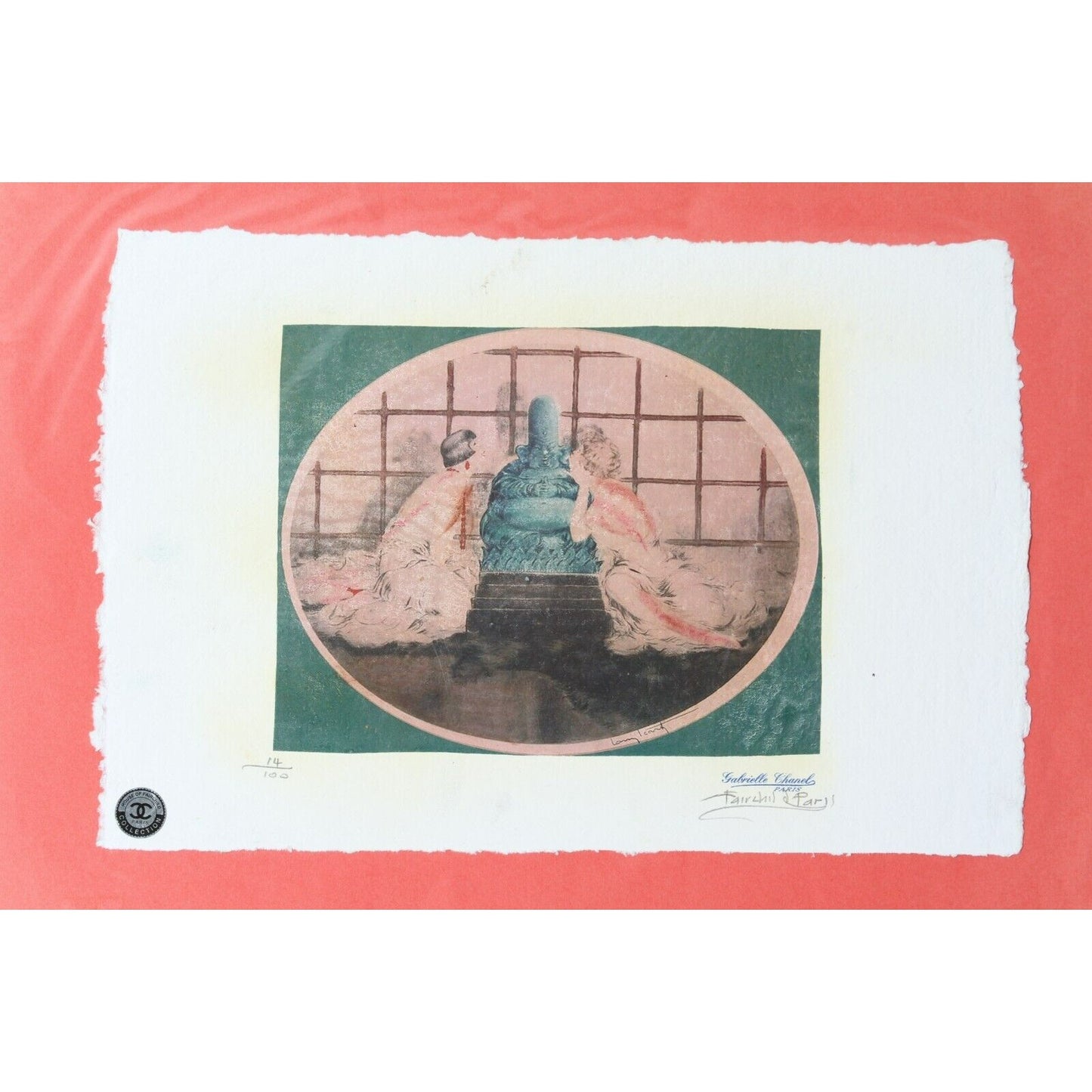 Two Women And Statue Print By Fairchild Paris LE 14/100