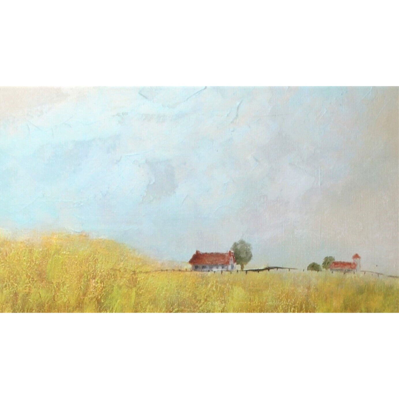 Lynne Heffner: Untitled - Children in Fields of Flowers Oil Painting Signed 1966