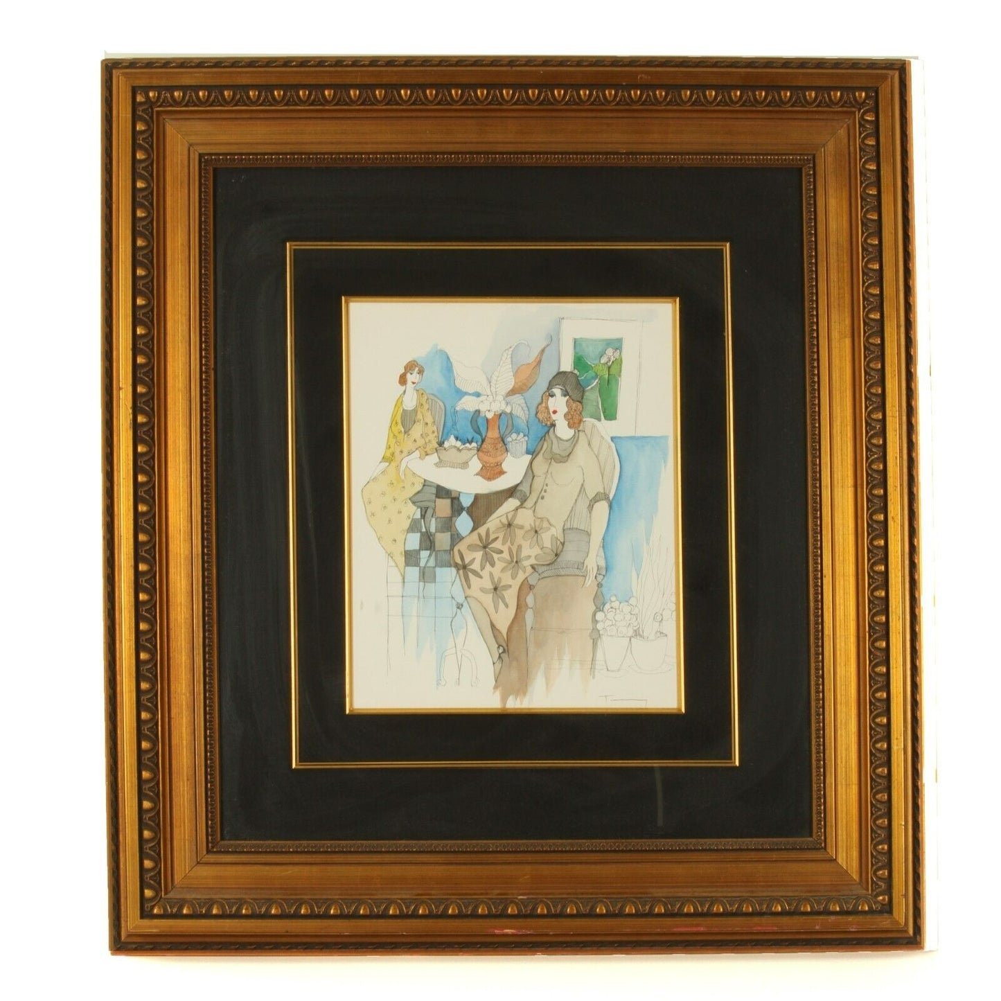 Untitled Watercolor #36 by Itzchak Tarkay Framed w/ CoA