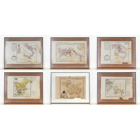 Lot of 6 18th Century Von Reilly European Map Etchings Framed Some Damage