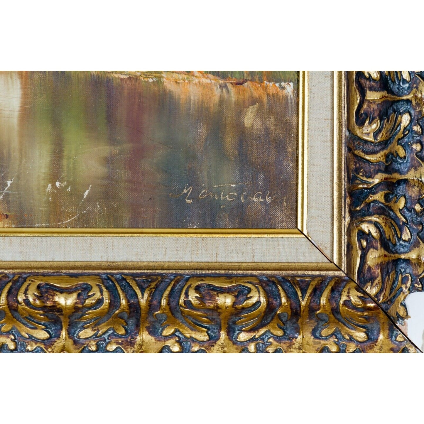 Untitled Autumn Landscape by Aldo Mantovani Oil on Canvas Framed Painting