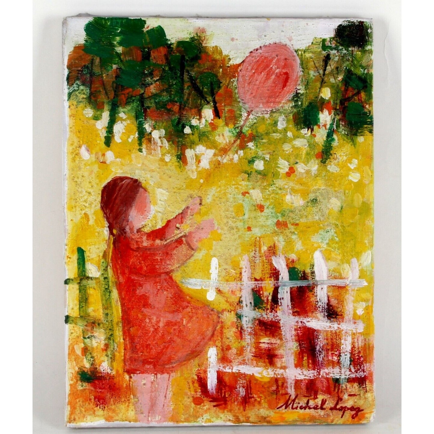 THE BALLOON BY MICHEL LOPEZ OIL ON CANVAS UNFRAMED 16" x 12"