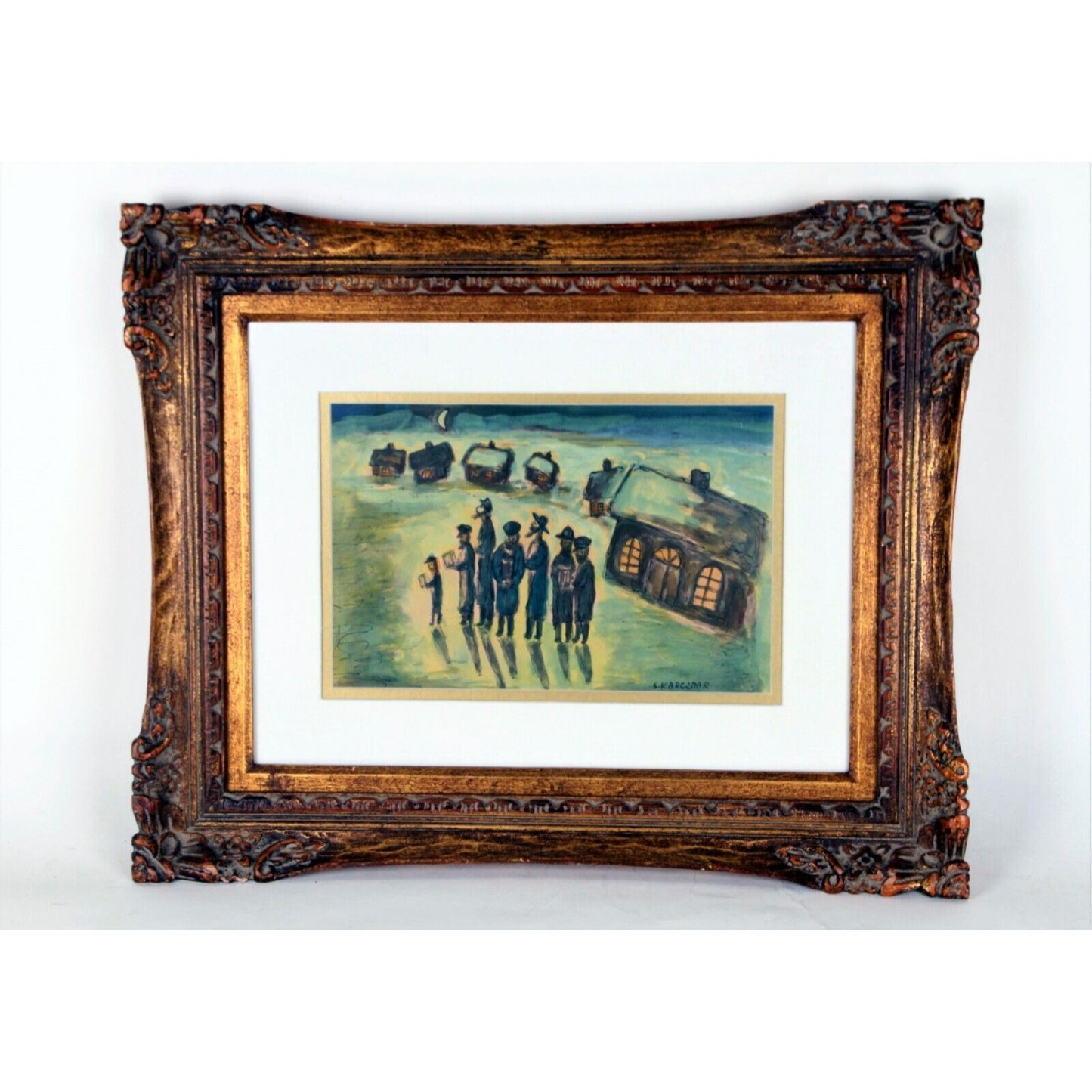 Simon Karczmar: Birkat Halevana (Blessing the New Moon) Oil Painting Signed