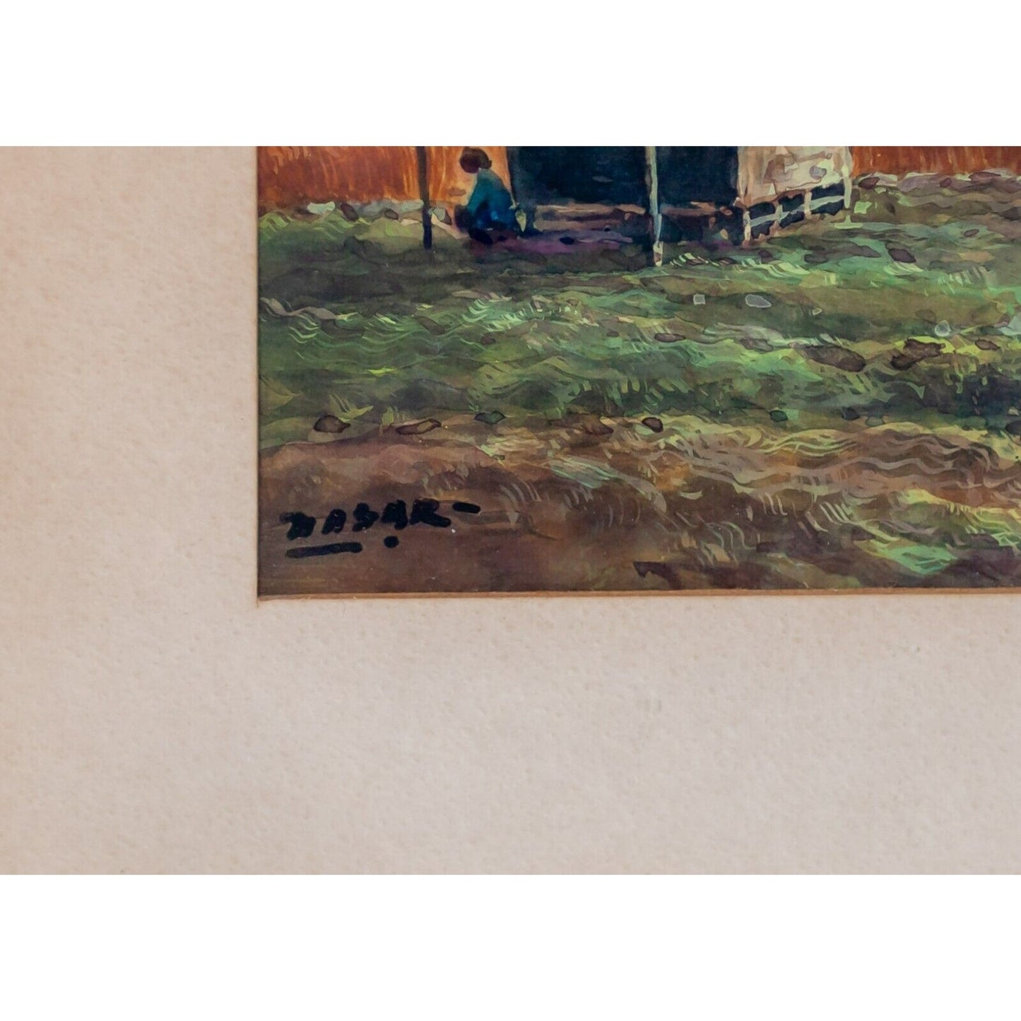 Untitled Watercolor on Paper Landscape by Javanese Artist Basar Framed