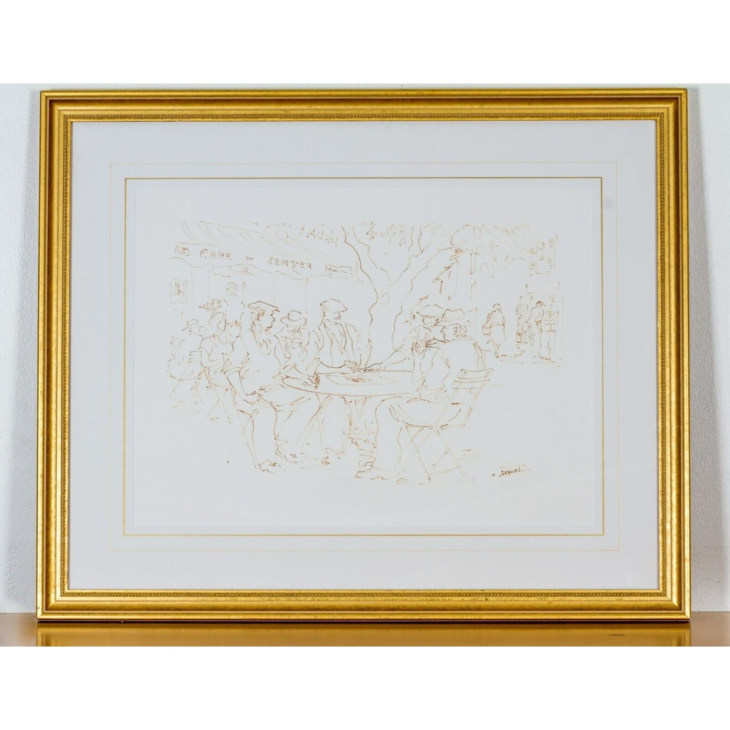Original Untitled Felt Pen Sketch by Christian Jequel Framed Gorgeous