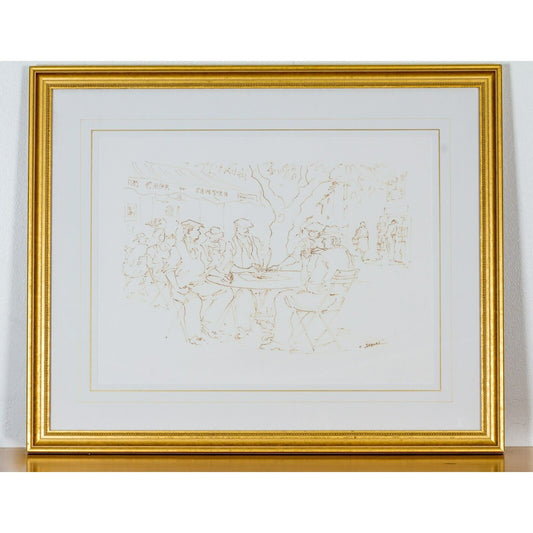 Original Untitled Felt Pen Sketch by Christian Jequel Framed Gorgeous