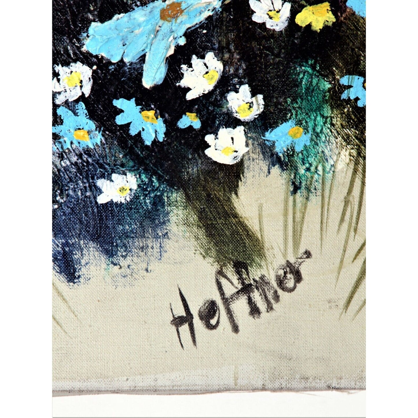 Lynne Heffner: Untitled - Children Playing, Flowers & Trees Oil Painting Signed