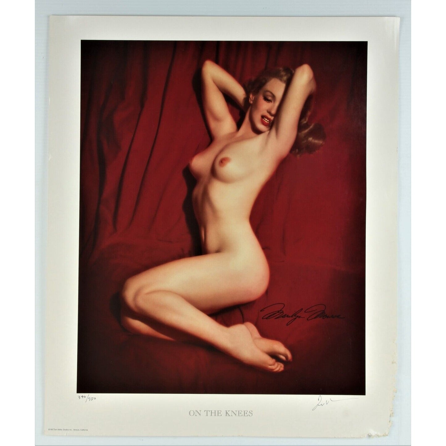 On The Knees Marilyn Monroe by Tom Kelley  No. 390/950 Signed Lithograph