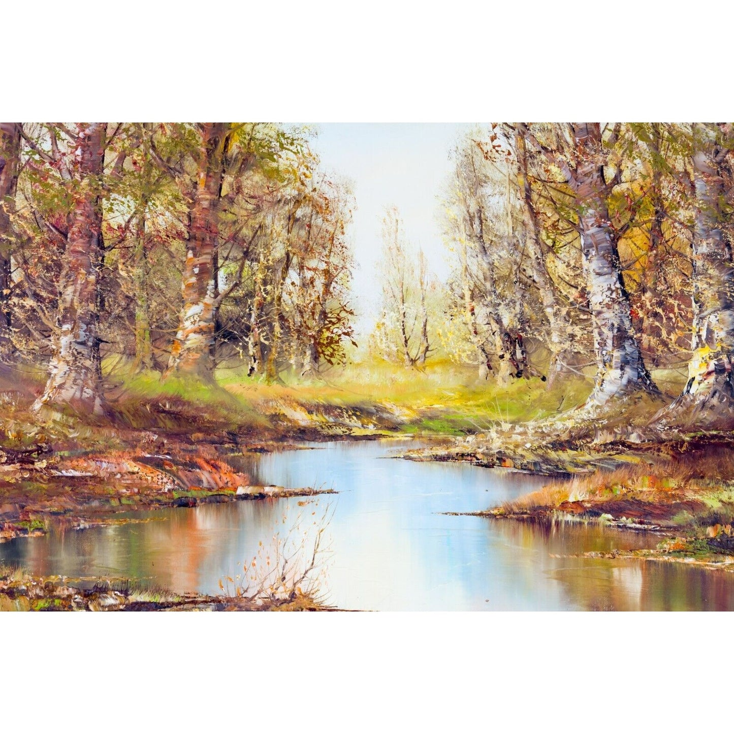Untitled Autumn Landscape by Aldo Mantovani Oil on Canvas Framed Painting