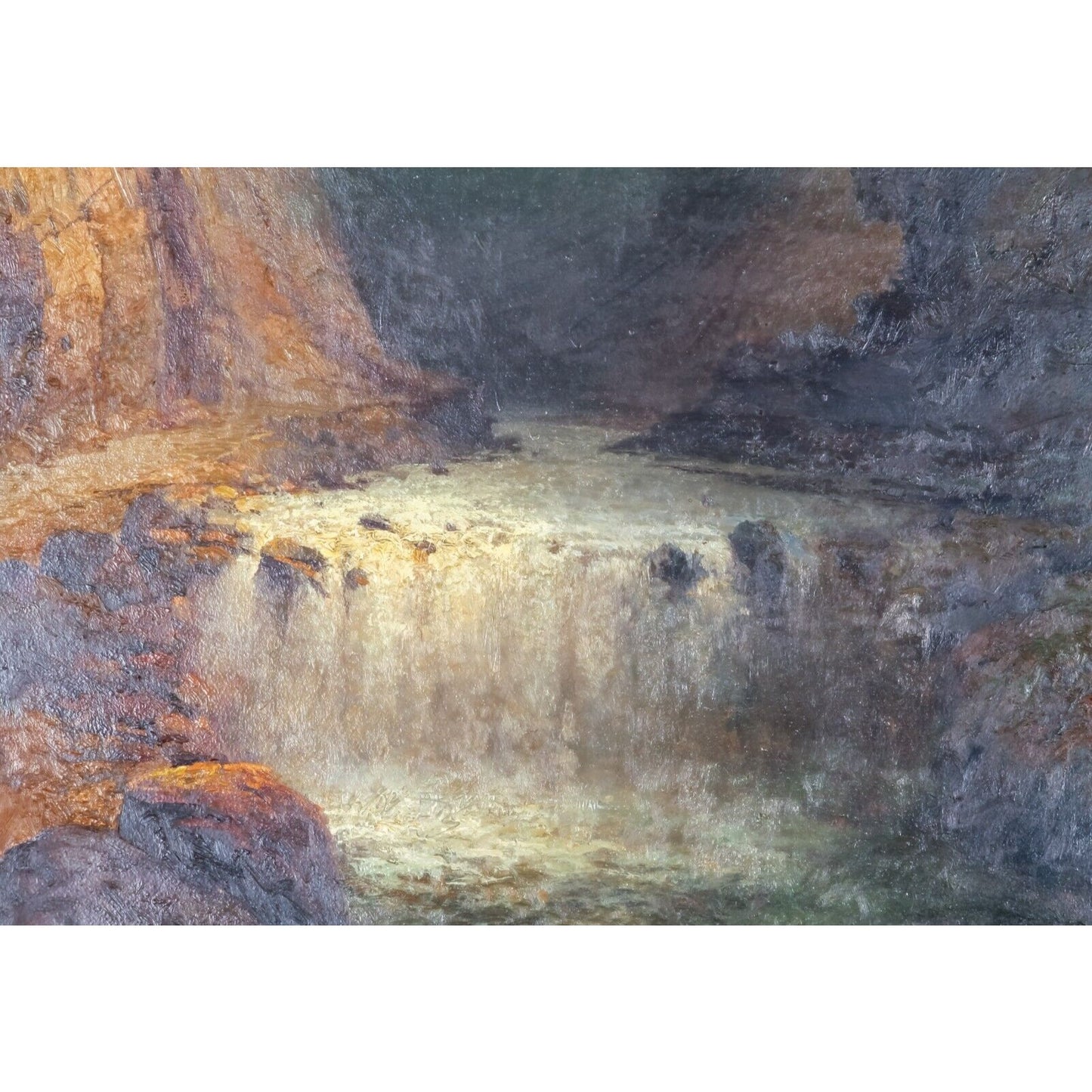 Untitled Landscape by Aleksei Popov Framed Oil on Canvas River Storm