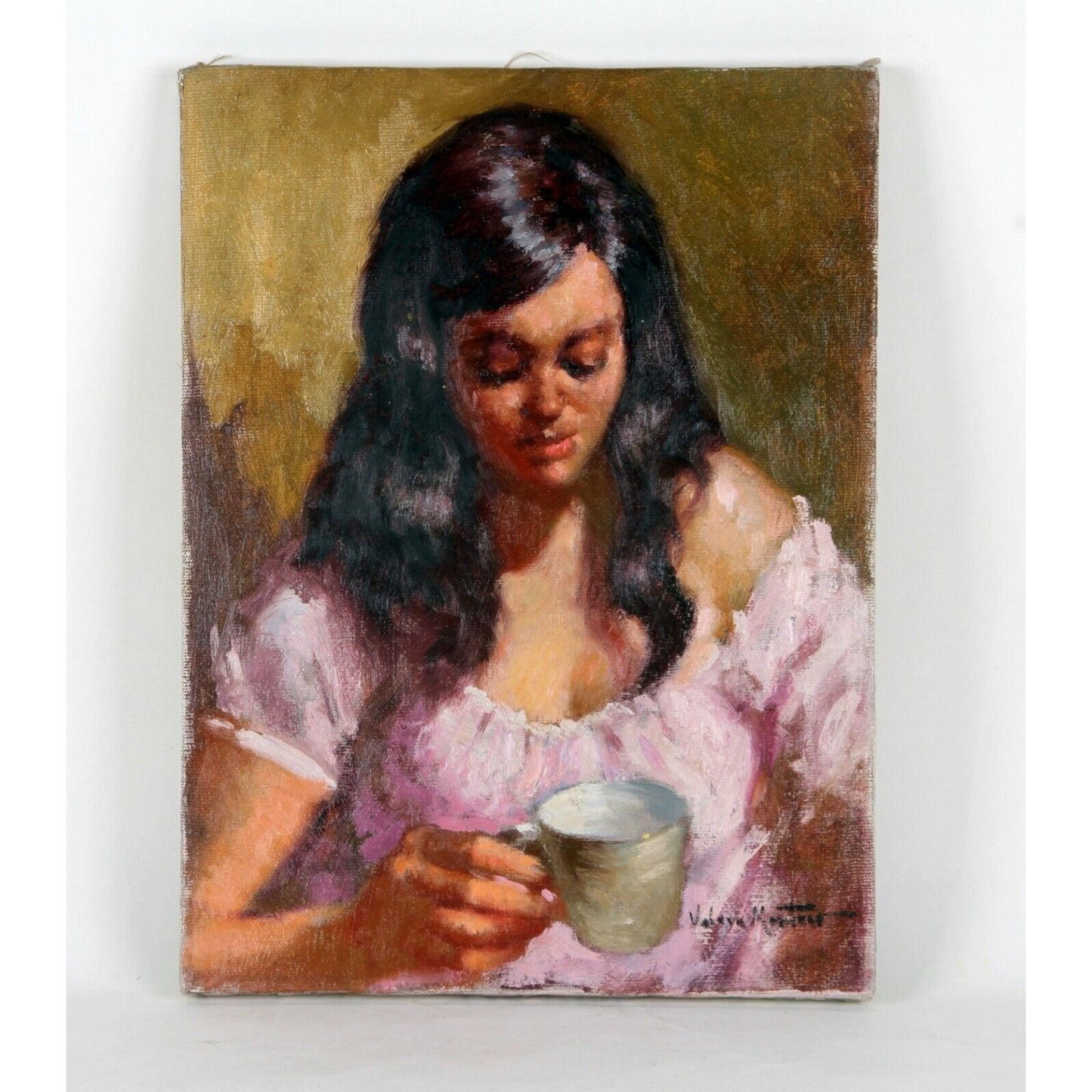 "Morning Tea" by Montrec, Oil Painting on Canvas, 16x12