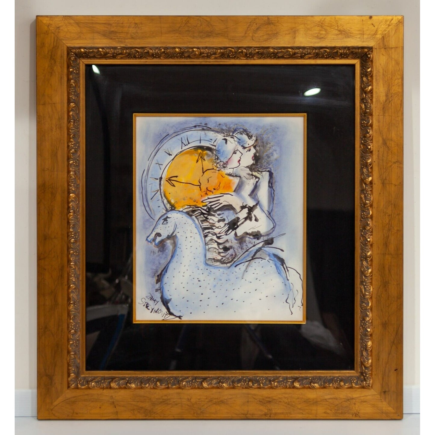 "Time Ride" Original Watercolor Painting by Zamy Steynovitz Framed C. 1979