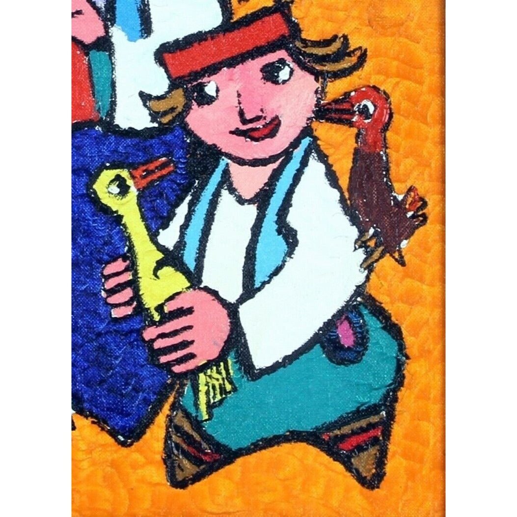 Jovan Obican: The Happy Family - Acrylic Painting Signed