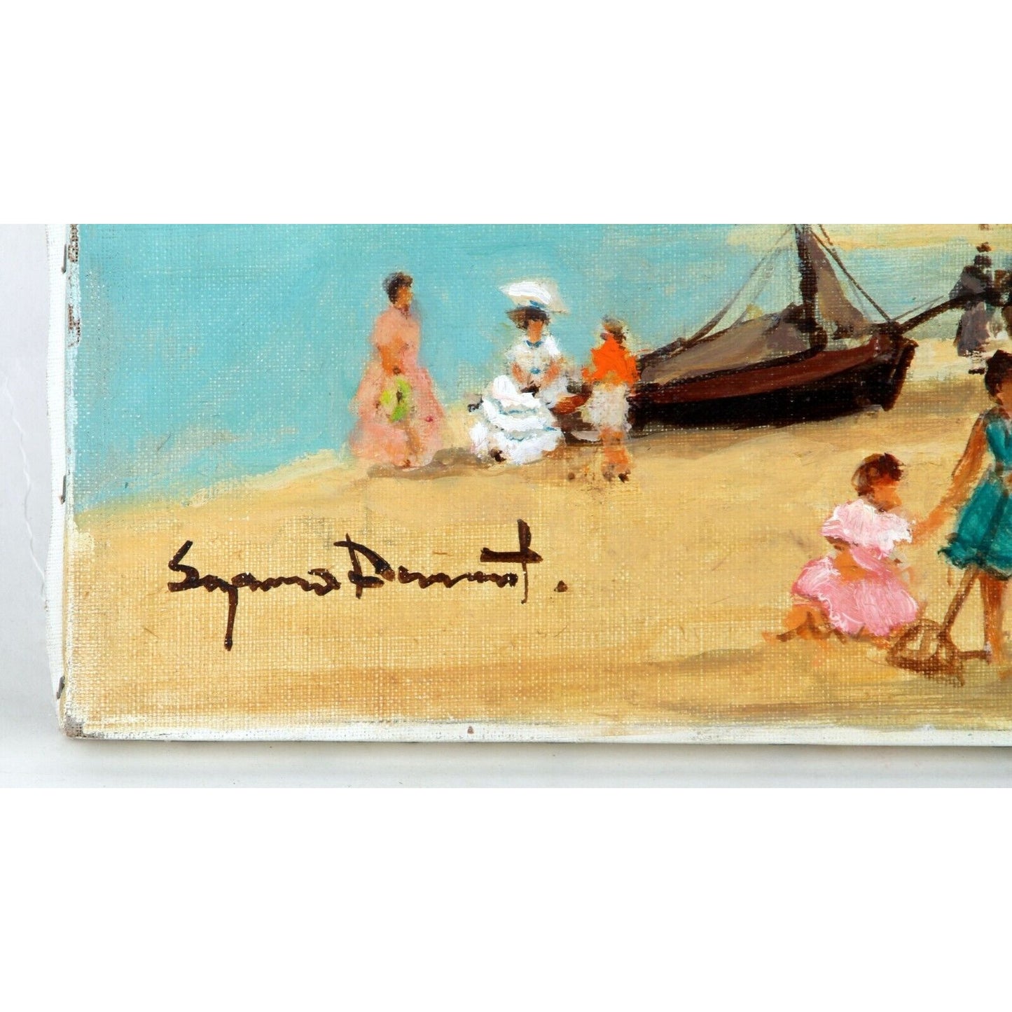 BEACH SCENE BY SUZANNE DEMAREST OIL ON CANVAS 12" x 24" UNFRAMED