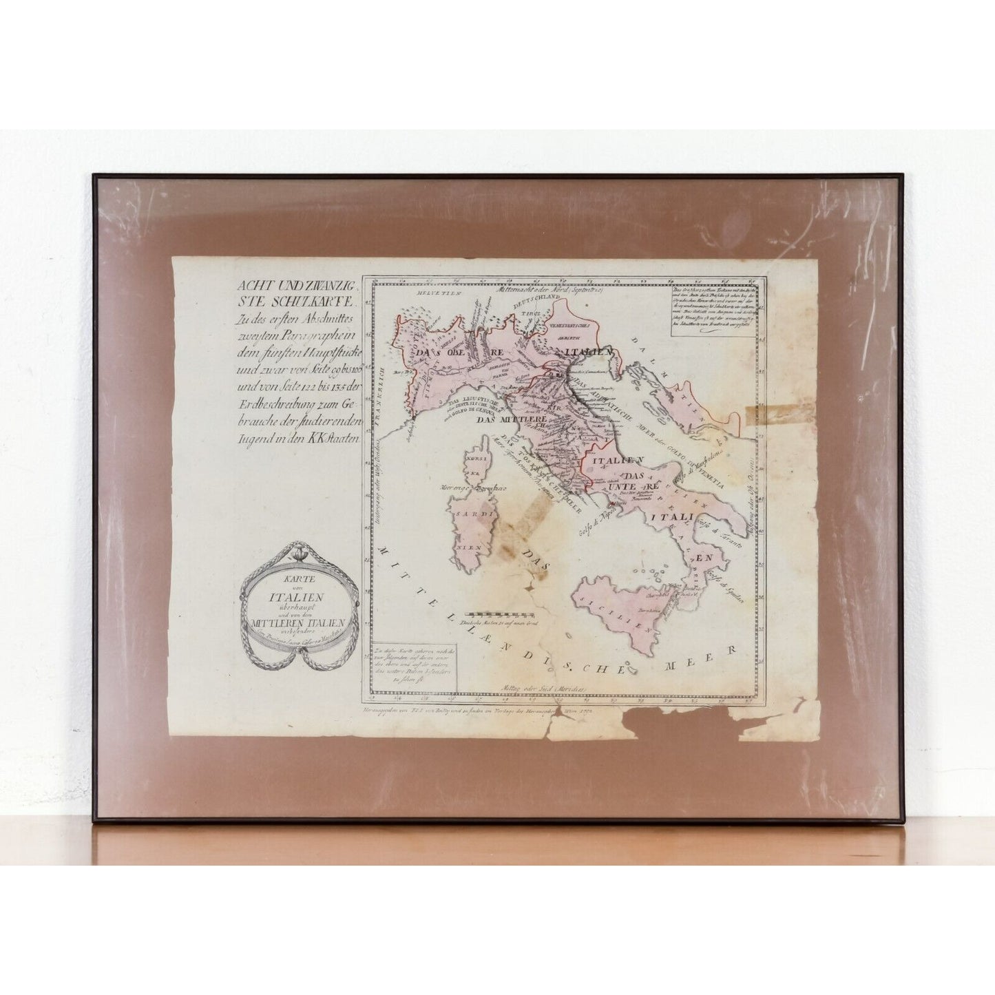 Lot of 6 18th Century Von Reilly European Map Etchings Framed Some Damage