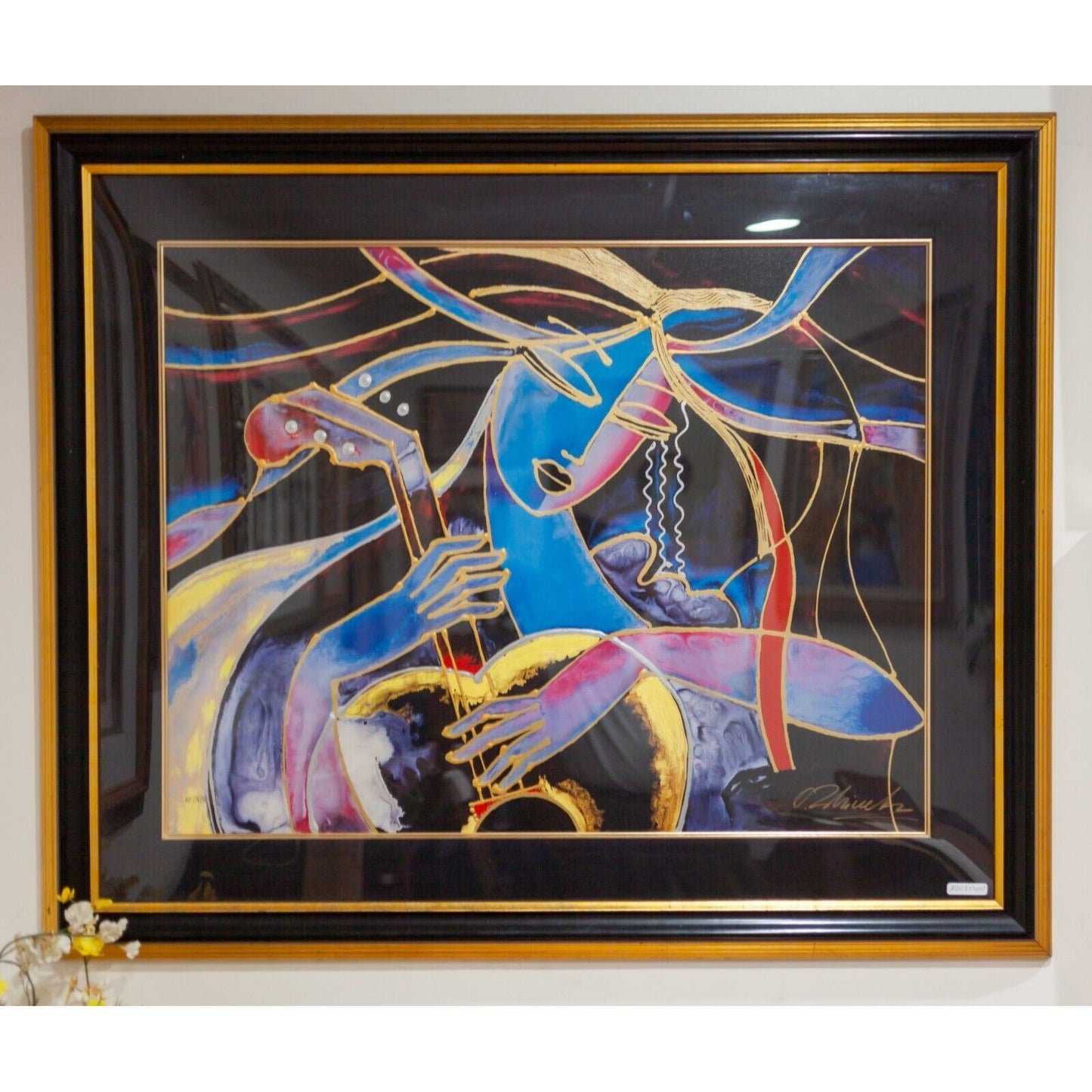 Woman with Guitar Serigraph by Oleg Zhivetin Framed AP 24/50