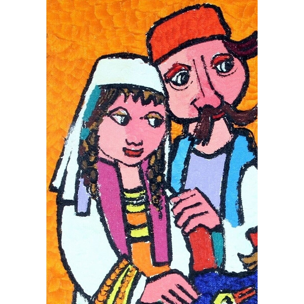 Jovan Obican: The Happy Family - Acrylic Painting Signed