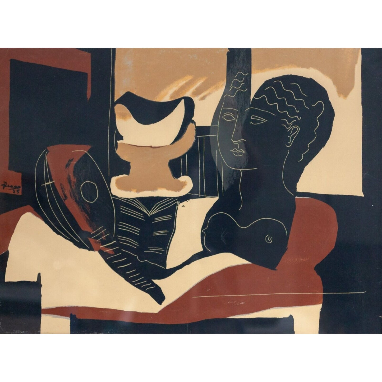 After Pablo Picasso ''Nature Morte a la Tete Antique'' 1964 Collotype Print