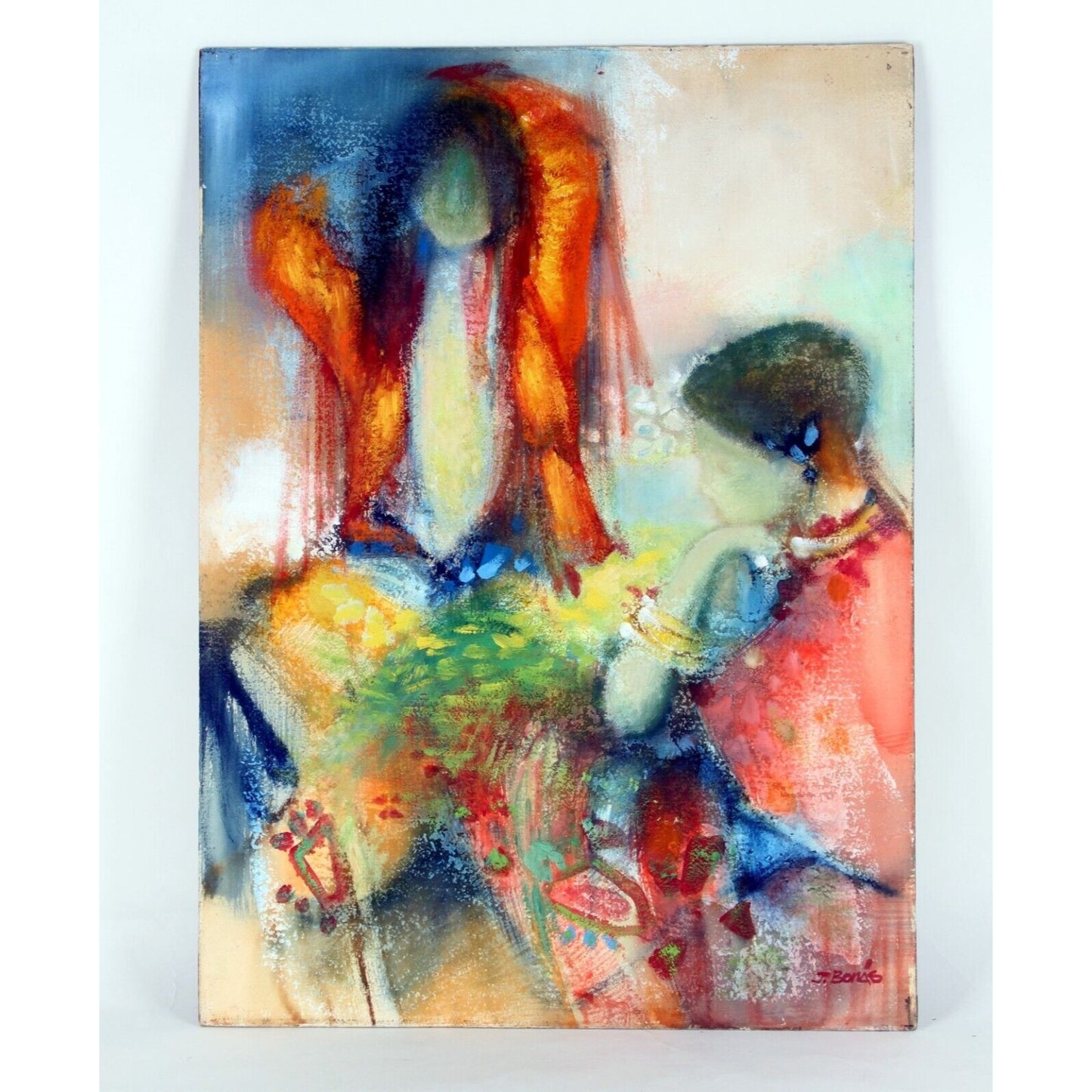 UNTITLED PORTRAIT BY BONAS OIL ON BOARD 30" x 22" UNFRAMED