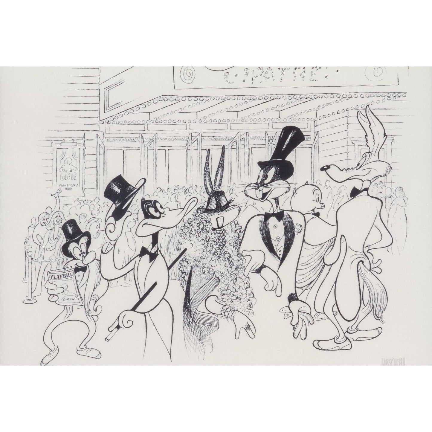 "Opening Night" Al Hirschfeld Signed Original Lithograph LE 97/350