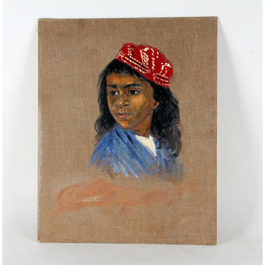 "Untitled" by Breis, Portrait of a Persian Girl, Oil Painting on Board, 20x16