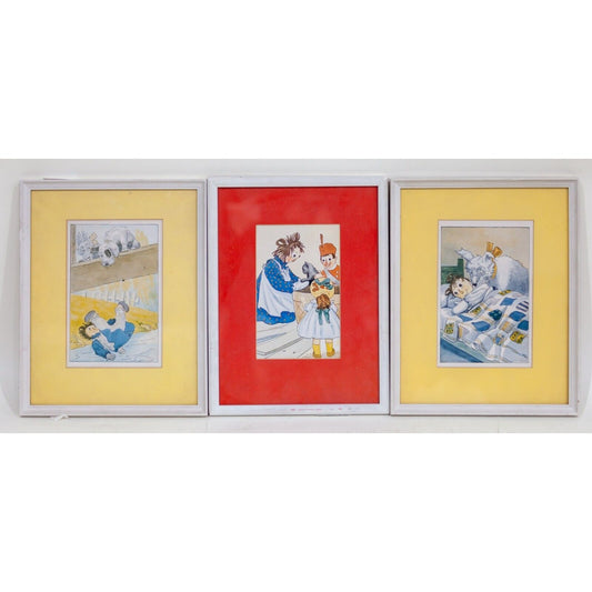 Lot of 3 Framed Raggedy Ann Prints by Johnny Gruelle Gorgeous!
