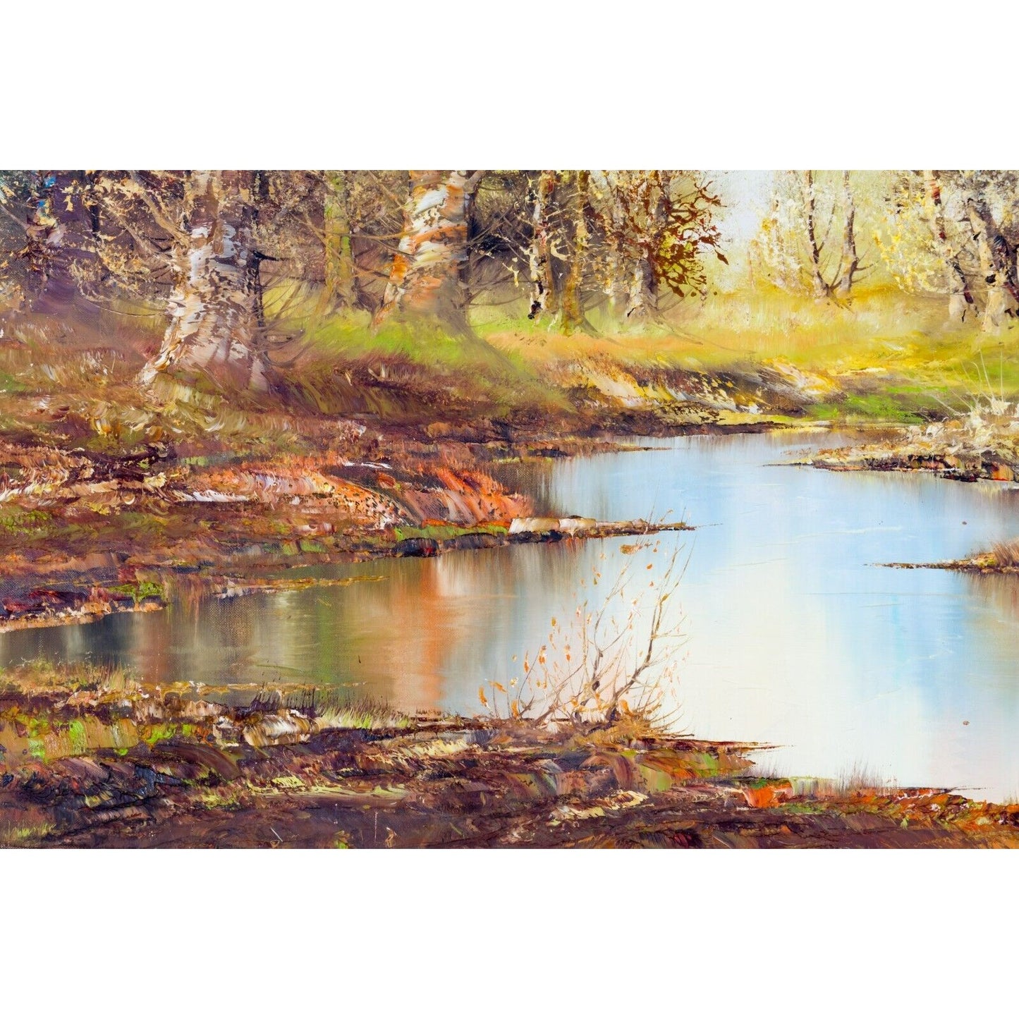 Untitled Autumn Landscape by Aldo Mantovani Oil on Canvas Framed Painting