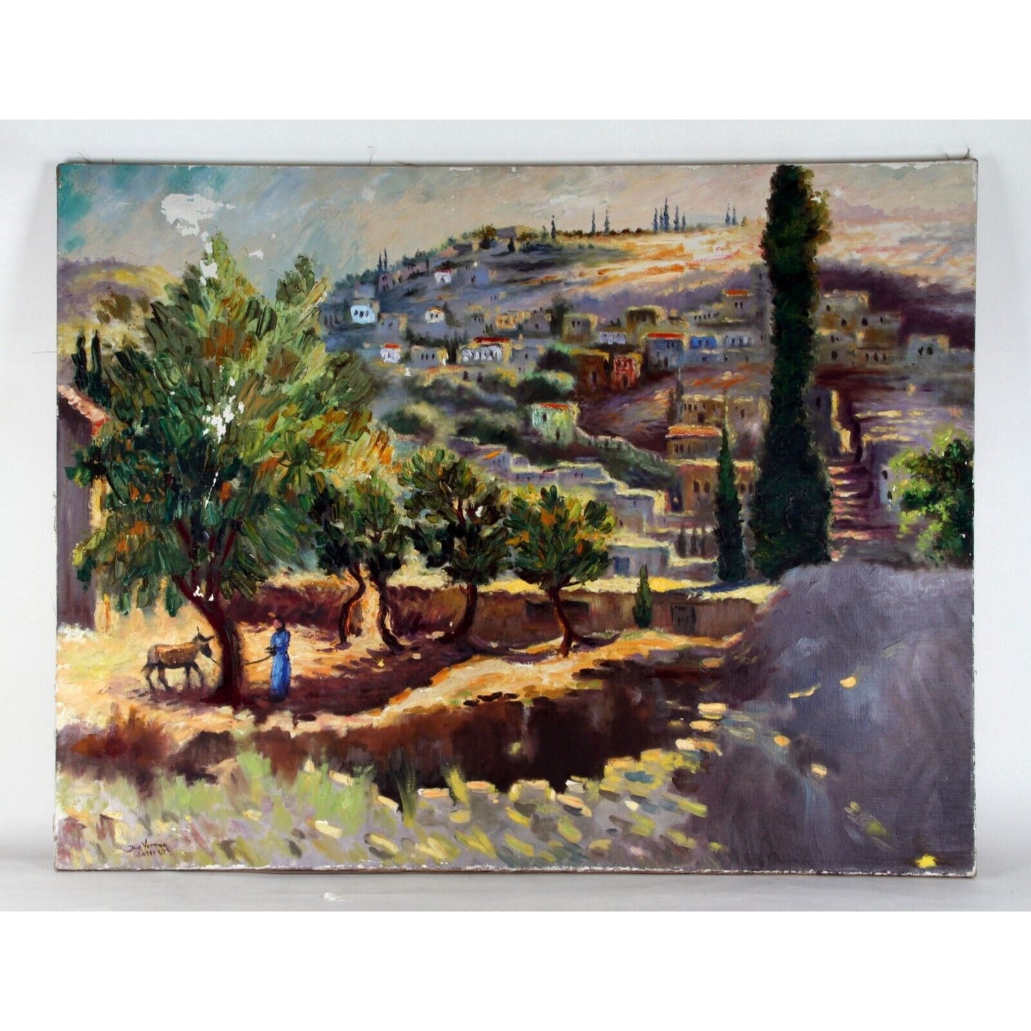 Jack Vernon: SUFED 69 Landscape Oil Painting of Sufed, Israel 1969 Signed