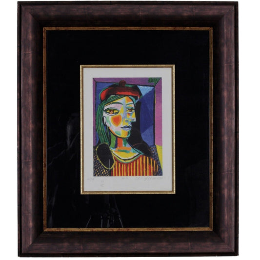 Femme au Beret Rouge (Girl With Red Beret), After Pablo Picasso Chromolithograph