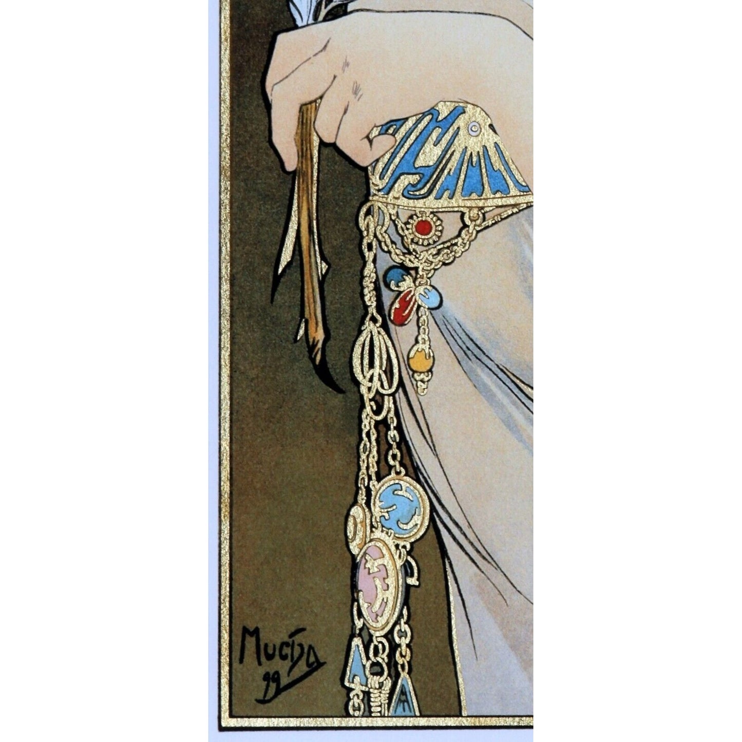"Feather" 1899, Alphonse Mucha Signed LE No.209/475 Giclée Framed w/ CoA