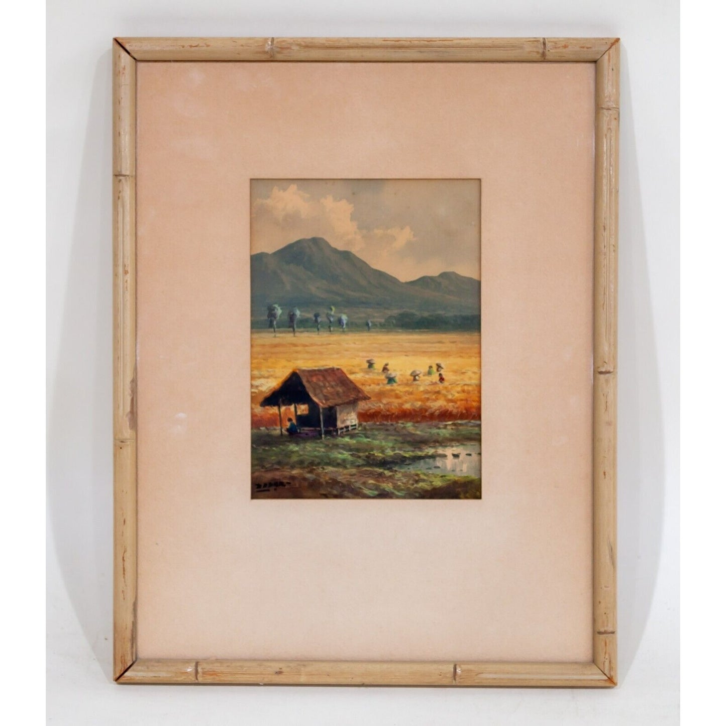 Untitled Watercolor on Paper Landscape by Javanese Artist Basar Framed