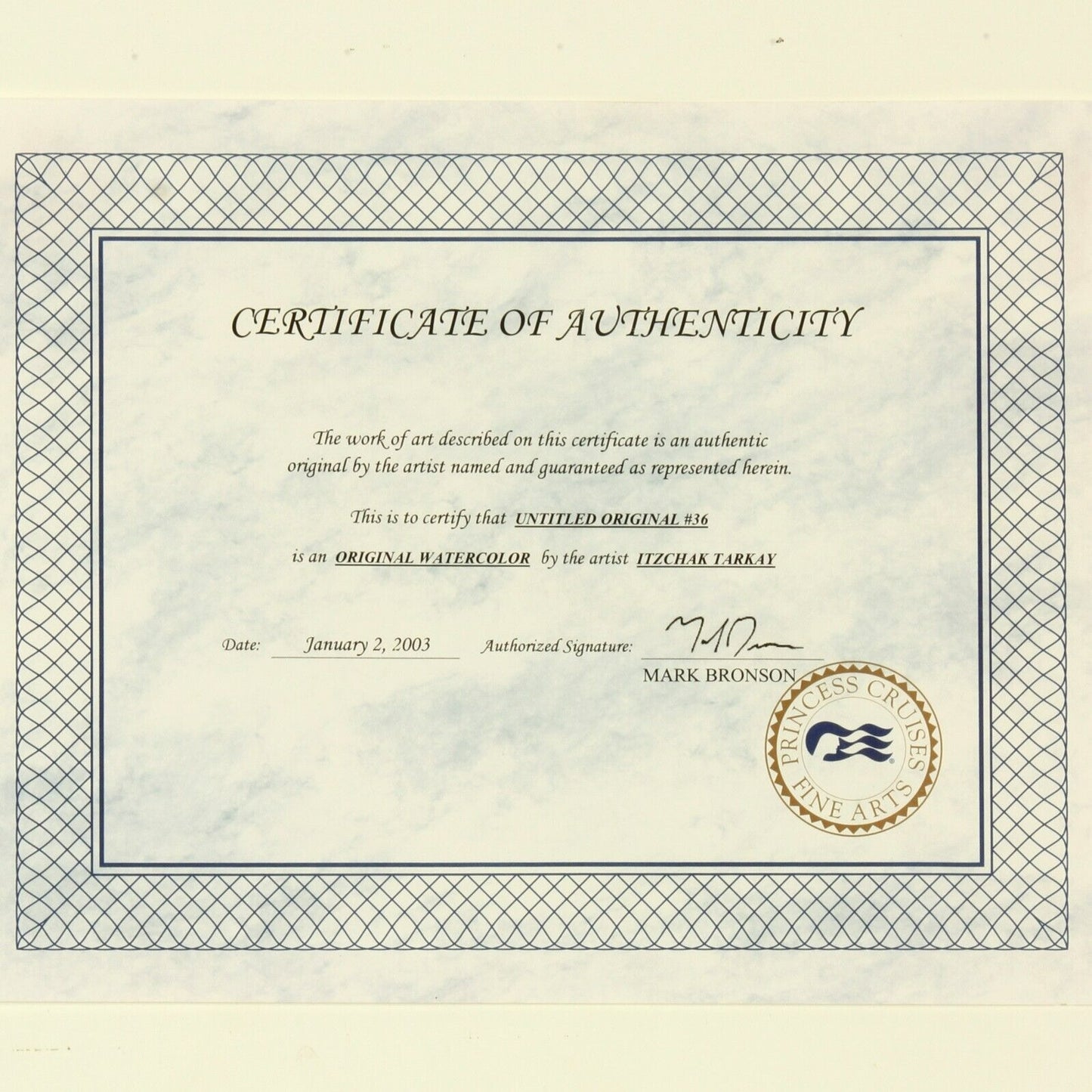 Untitled Watercolor #36 by Itzchak Tarkay Framed w/ CoA