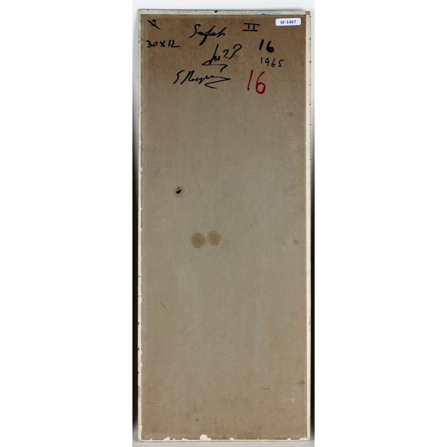 "Safah II" (1965) by S. Raphael. Oil Painting on Board, 30x12