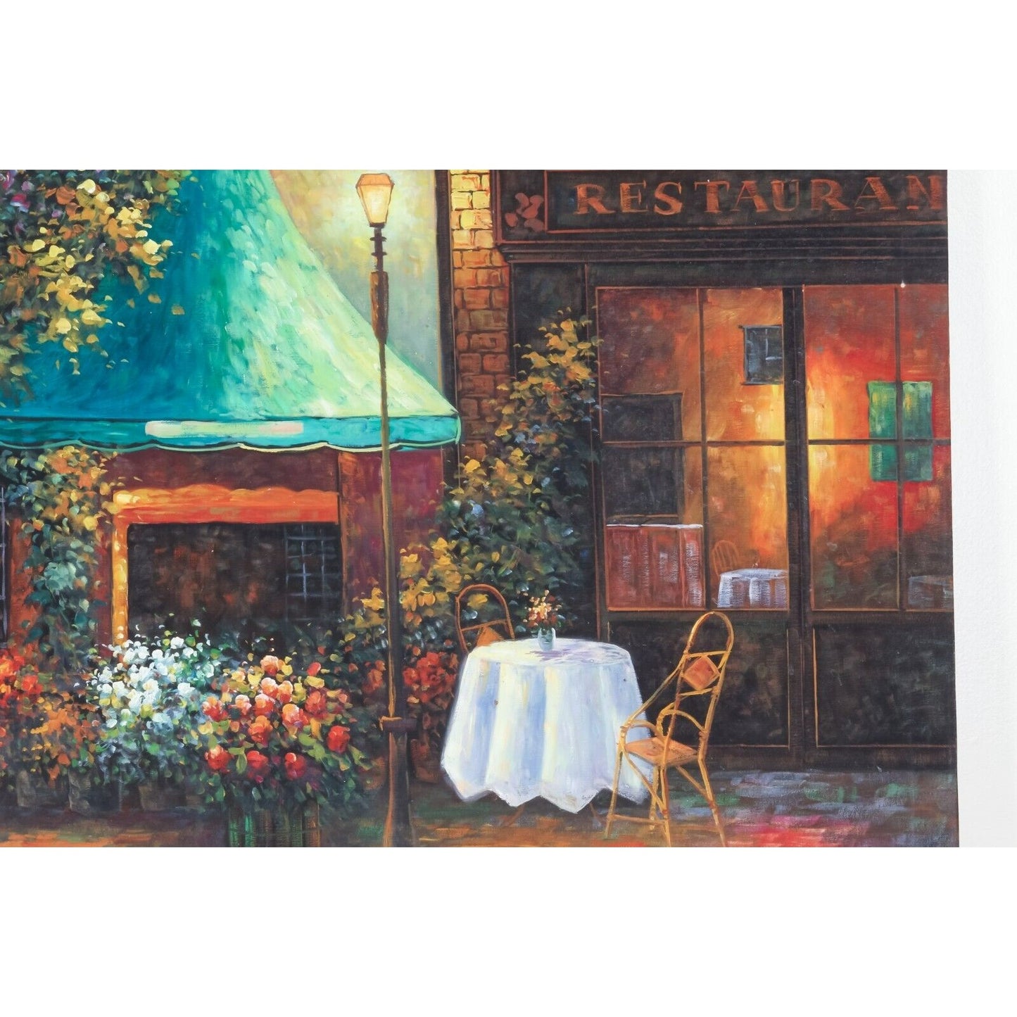 Original Acrylic on Canvas Bistro Scene Signed C Zeter