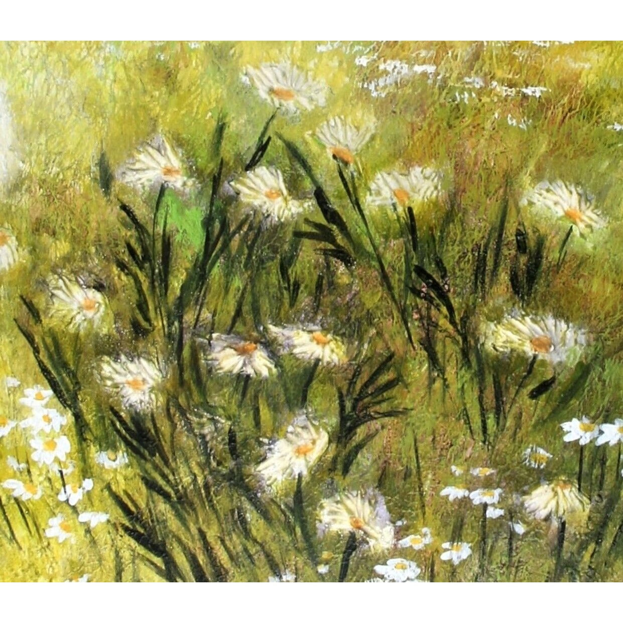 Lynne Heffner: Untitled - Girls Playing in Fields of Flowers Oil Painting Signed