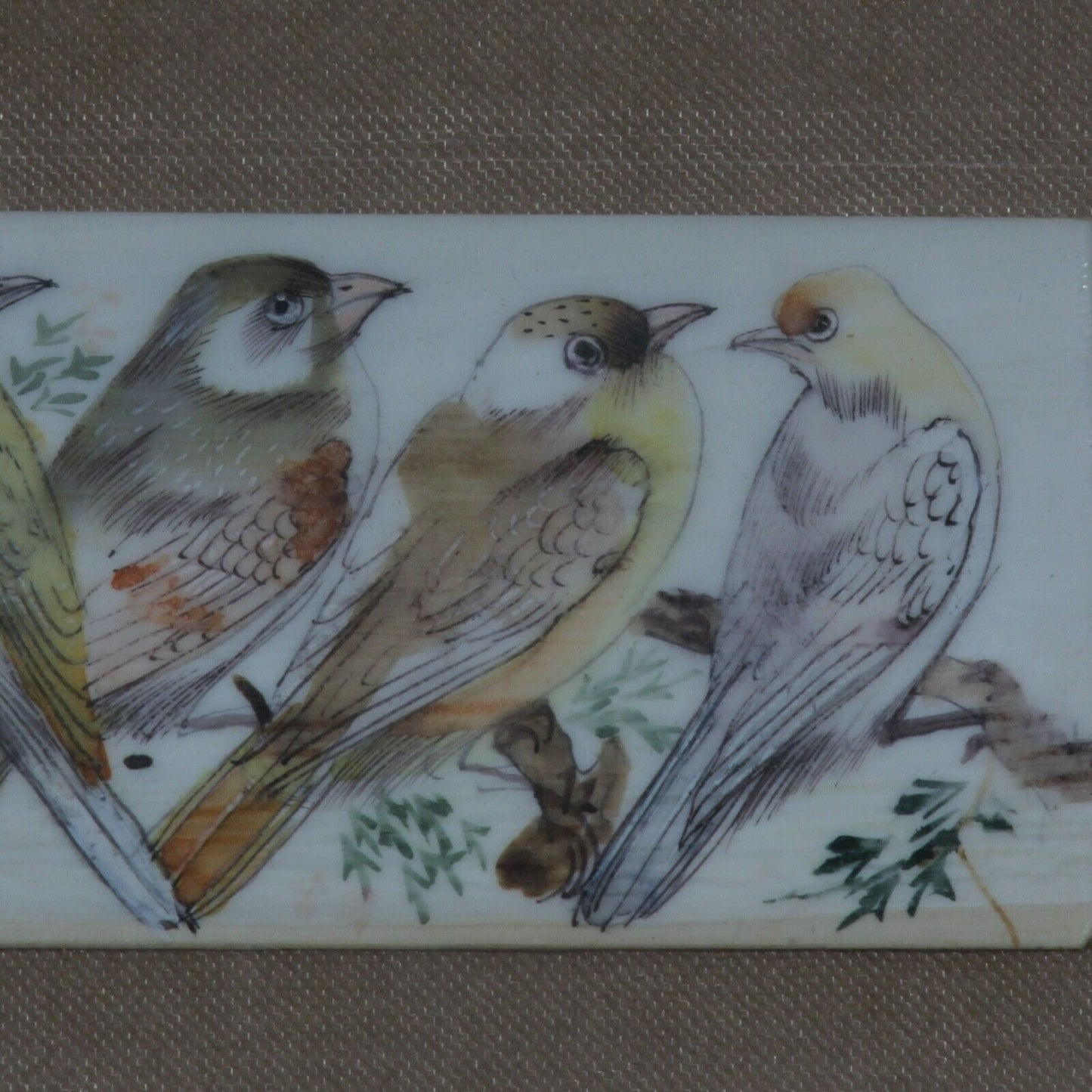 Gorgeous Painting on Wood Six Birds Framed Adorable 9.5 x 11.5"