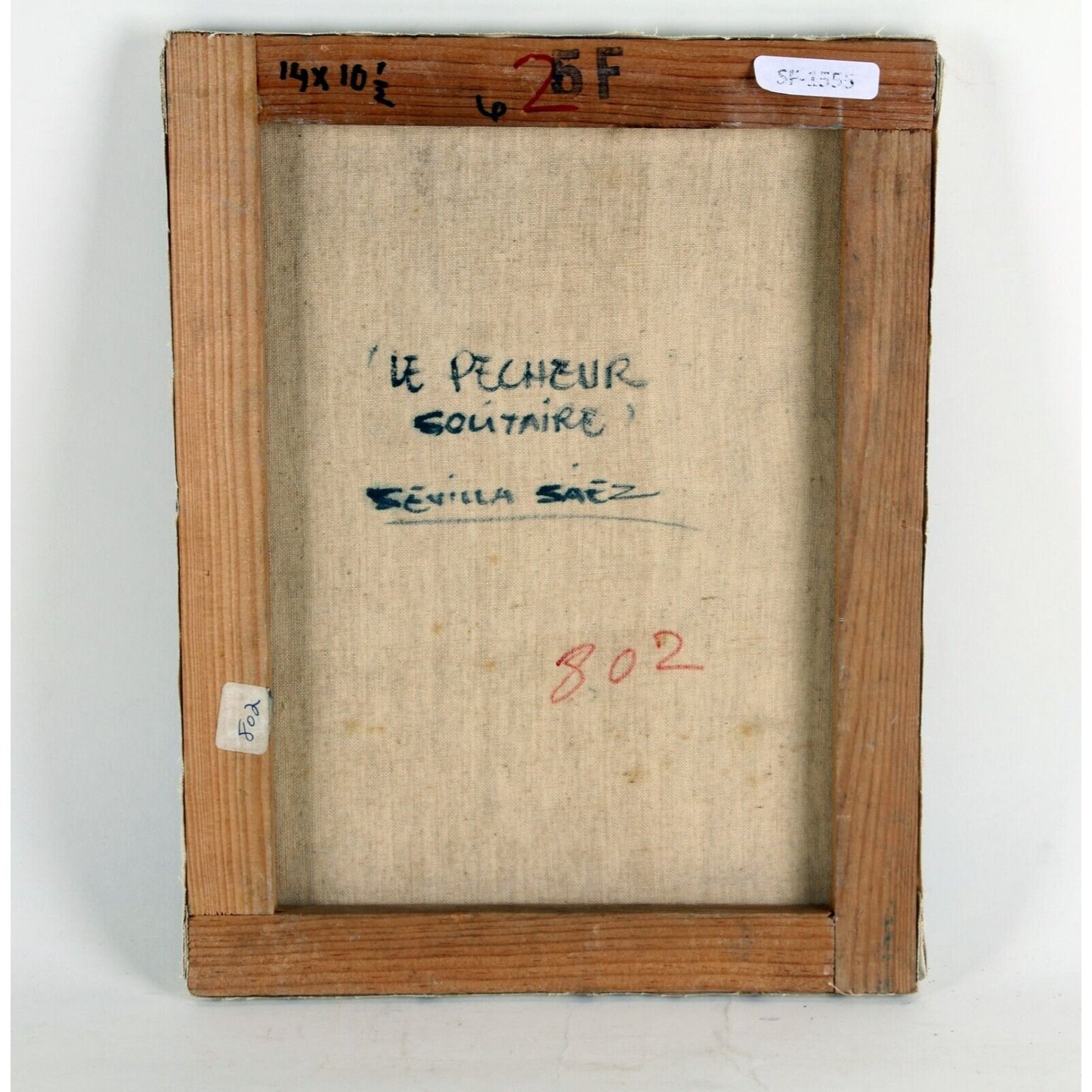 LE PECHEUR SOLITAIRE BY SEVILLA SAEZ OIL ON CANVAS 14 x 10 1/12" UNFRAMED