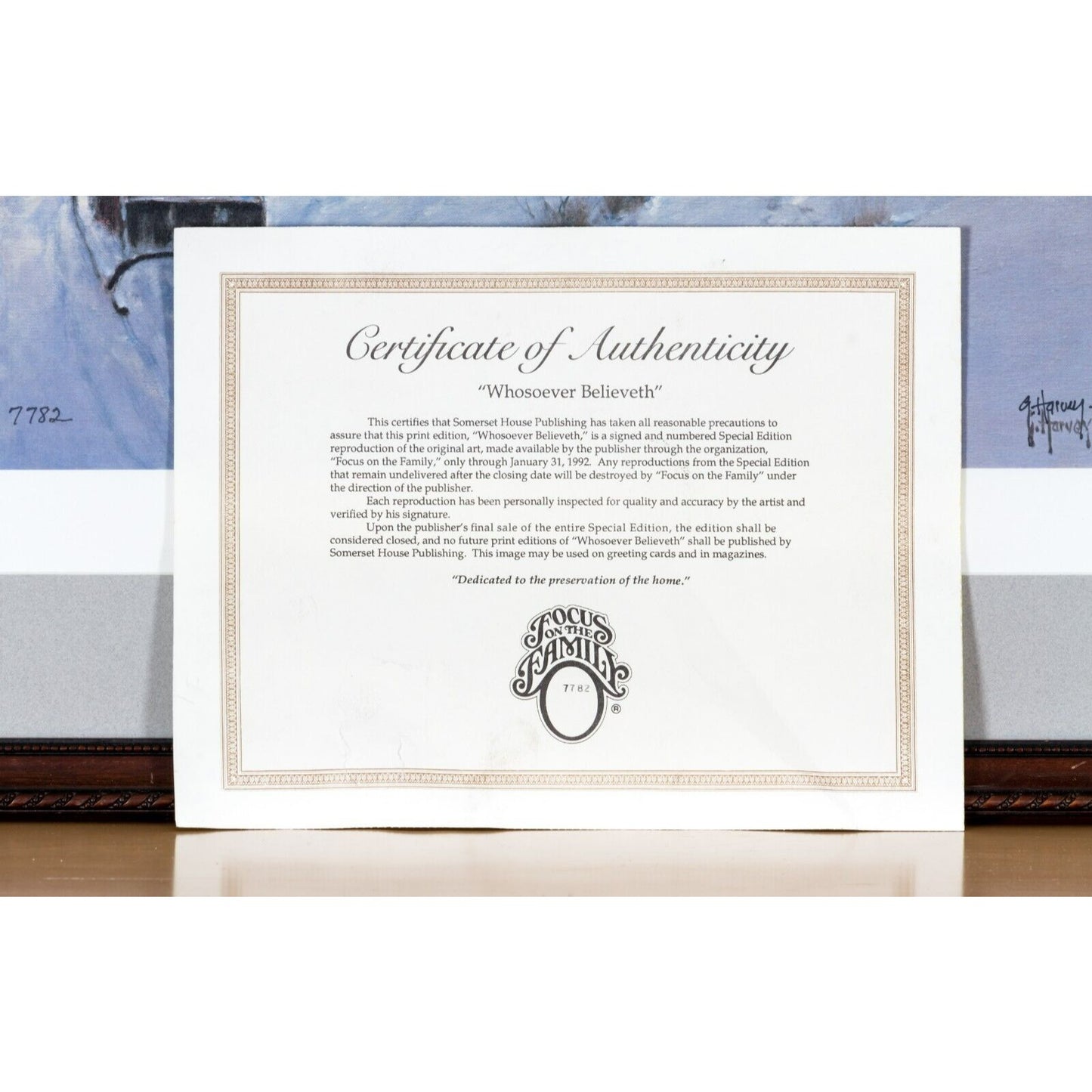 "Whosoever Believeth" by G Harvey Framed Lithograph w/ CoA Signed by Artist