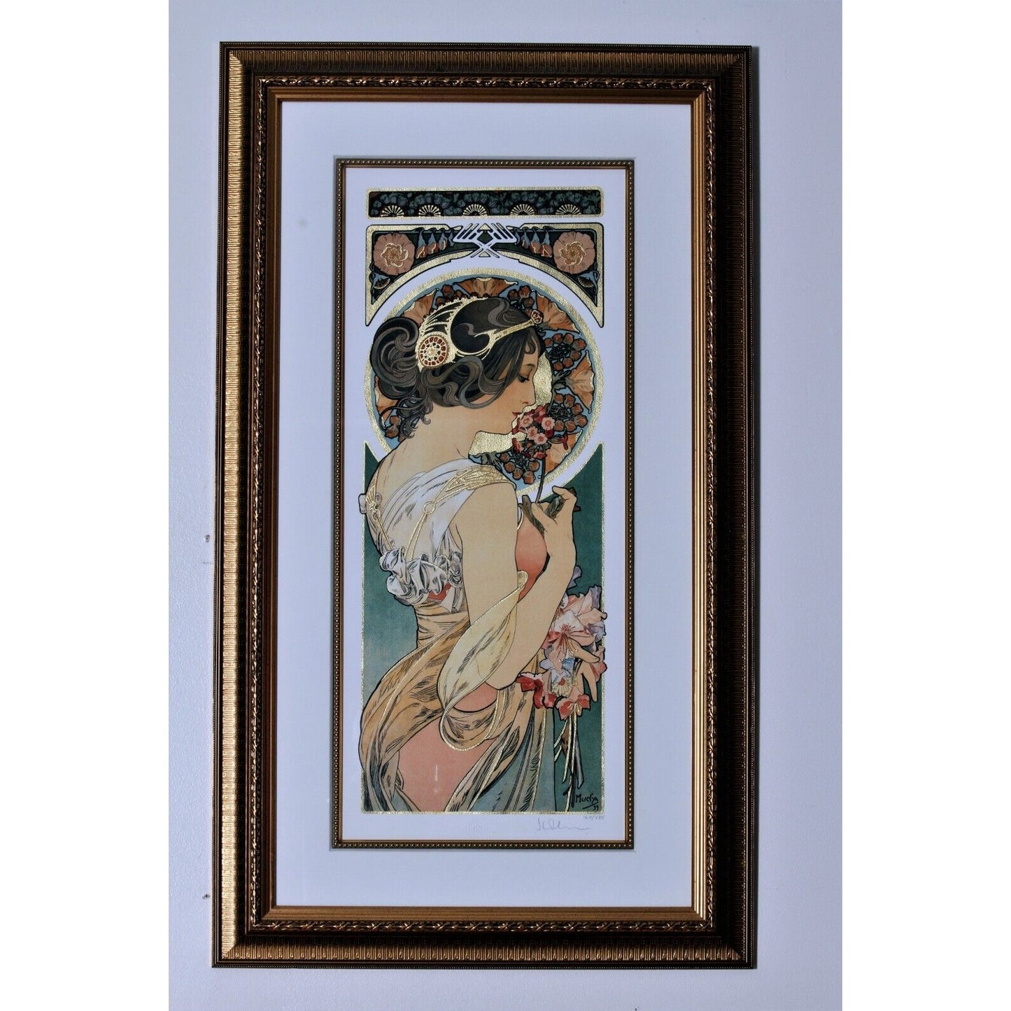 "Primrose" 1899 by Alphonse Mucha Signed LE #164/475 Giclée Framed w/ CoA