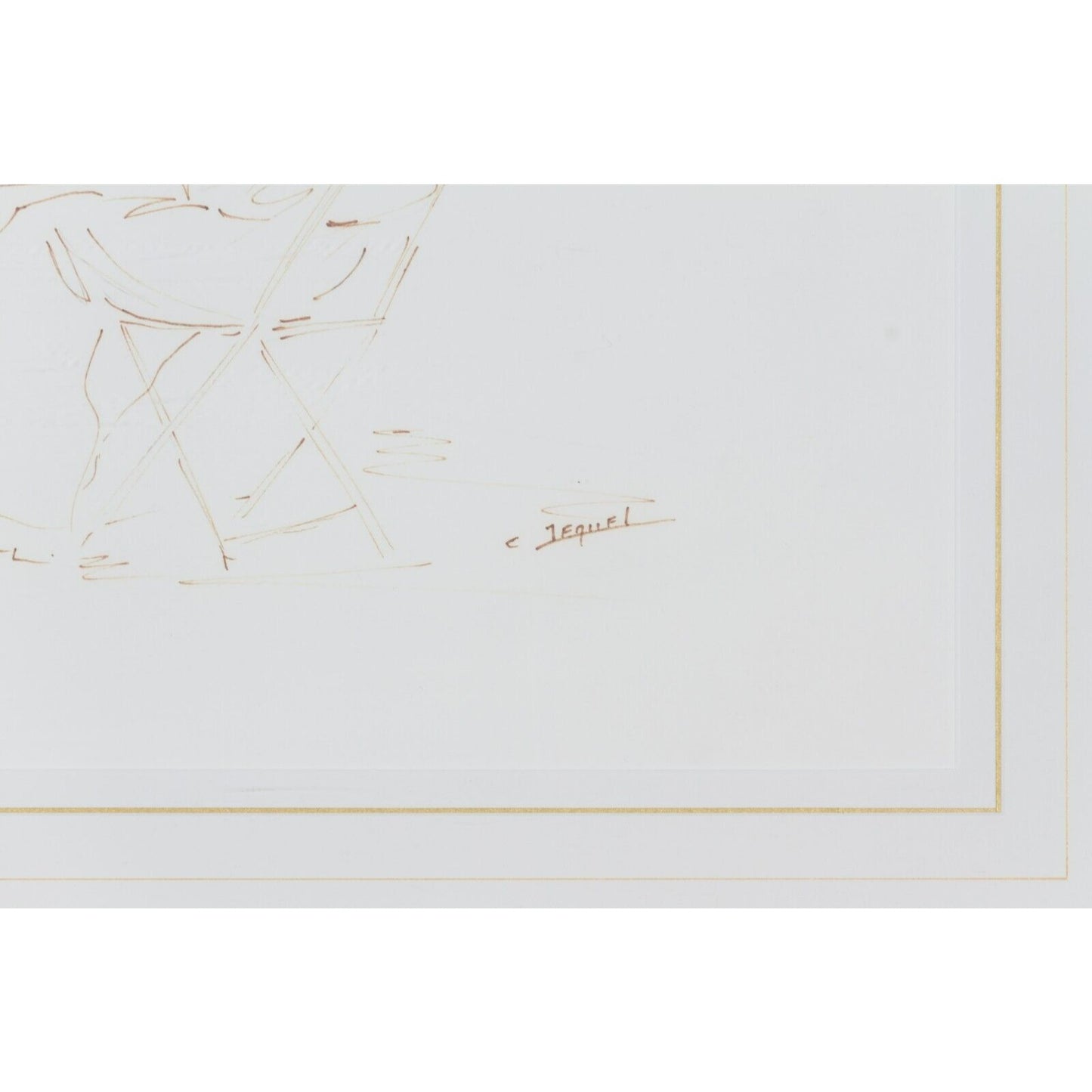 Original Untitled Felt Pen Sketch by Christian Jequel Framed Gorgeous