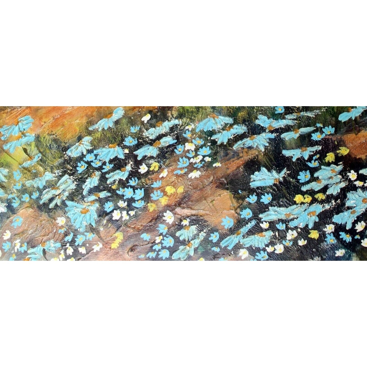 Lynne Heffner: Untitled - Children Playing, Flowers & Trees Oil Painting Signed