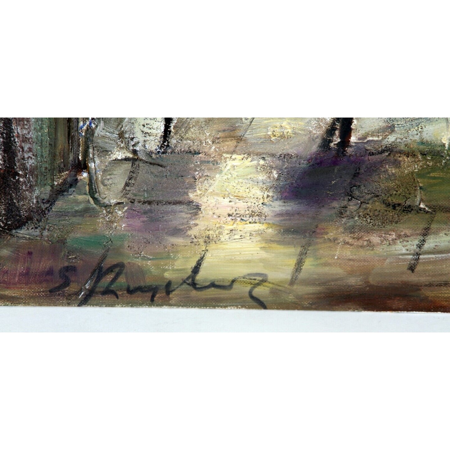 "Untitled" (1966) by S. Raphael, Street Scene, Oil Painting on Board, 20x16