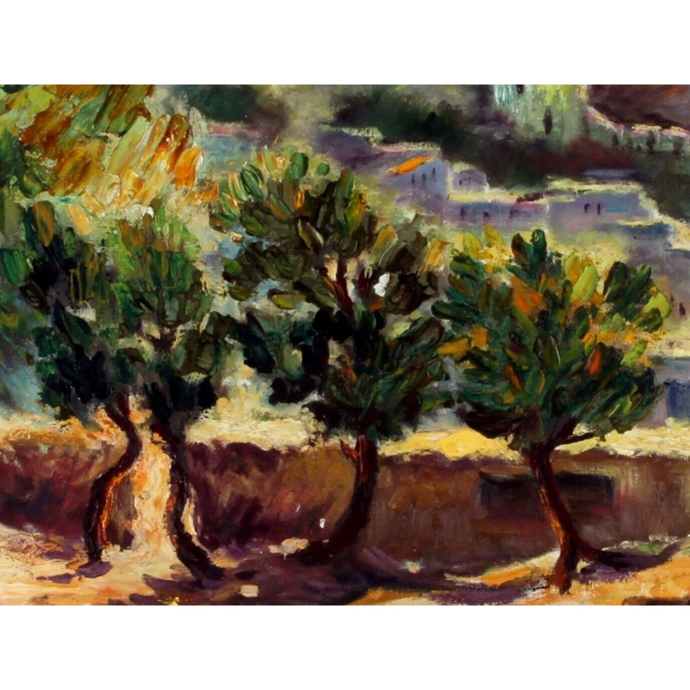 Jack Vernon: SUFED 69 Landscape Oil Painting of Sufed, Israel 1969 Signed