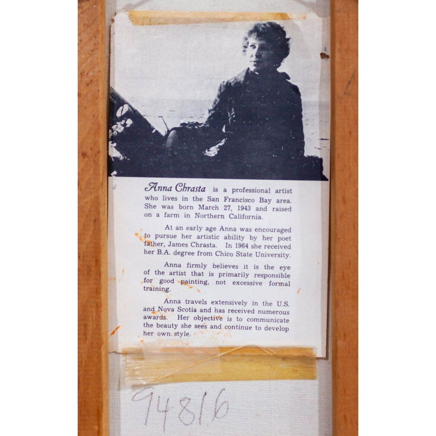 Framed Oil on Canvas of Sailboat in San Francisco Bay by Anna Chrasta