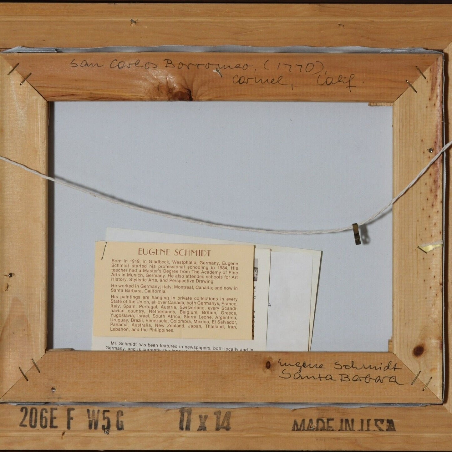 "San Carlos Borromeo" by Eugene Schmidt Framed Oil on Canvas 11x14